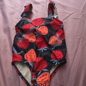 Carter's Black and Orange Strawberry Kids Swim One Piece